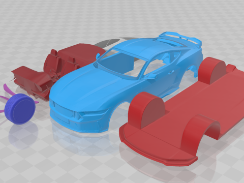 Mustang Dark Horse 2024 3D Printable Car in Separate Parts Modelo de Impressão 3D