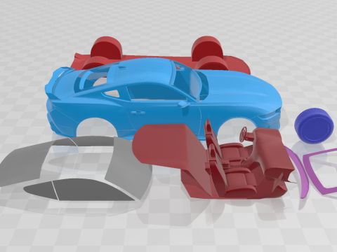 Mustang Dark Horse 2024 3D Printable Car in Separate Parts Modelo de Impressão 3D