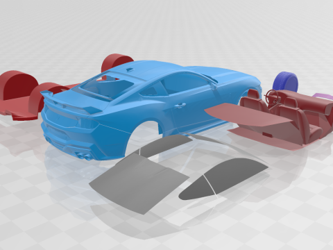 Mustang Dark Horse 2024 3D Printable Car in Separate Parts Modelo de Impressão 3D