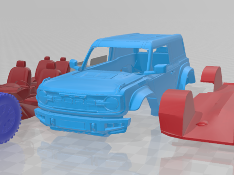 Bronco Raptor Two-Door 2022 - 3D Printable Model in Separate Parts 3Dプリントモデル