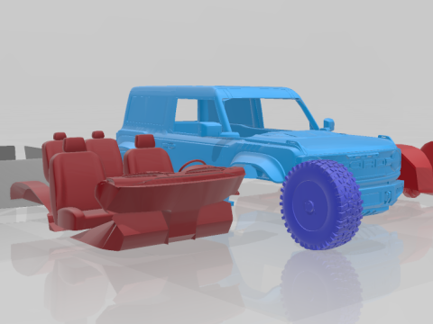 Bronco Raptor Two-Door 2022 - 3D Printable Model in Separate Parts 3D 프린트 모델