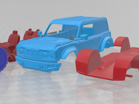 Bronco Raptor Two-Door 2022 - 3D Printable Model in Separate Parts 3D 프린트 모델