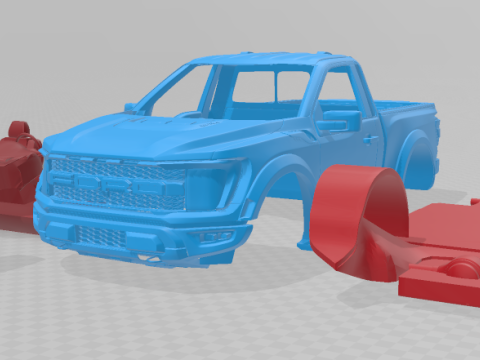 F-150 Raptor Regular Cab 2022 - 3D Printable Model in Separate Parts 3Dプリントモデル