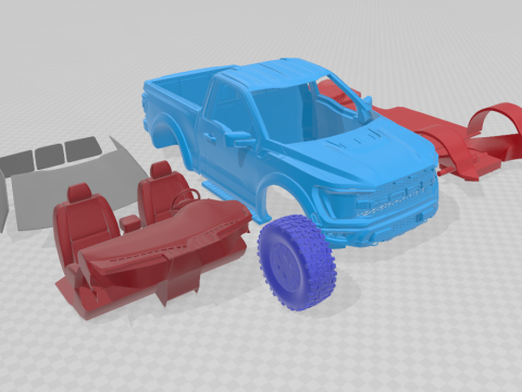 F-150 Raptor Regular Cab 2022 - 3D Printable Model in Separate Parts 3D 프린트 모델