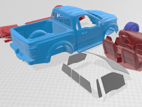 F-150 Raptor Regular Cab 2022 - 3D Printable Model in Separate Parts 3D 프린트 모델