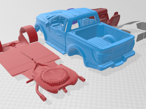 F-150 Raptor Regular Cab 2022 - 3D Printable Model in Separate Parts 3D 프린트 모델
