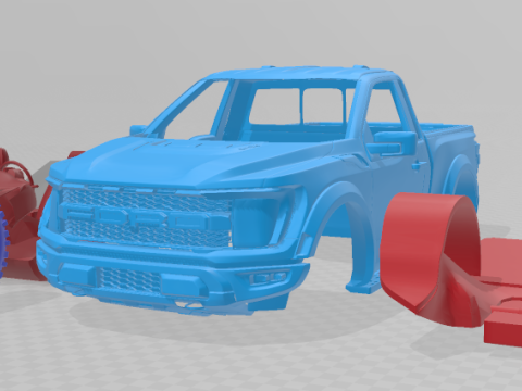 F-150 Raptor Regular Cab 2022 - 3D Printable Model in Separate Parts 3D 프린트 모델