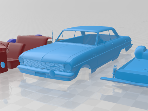 1964 Chevrolet Chevy II Nova separate parts 3Dプリントモデル