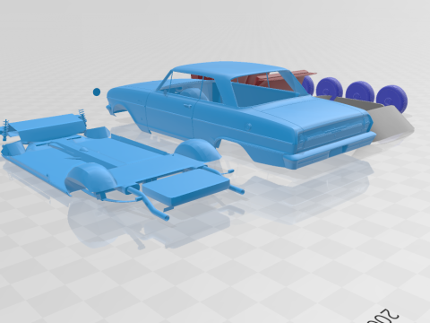 1964 Chevrolet Chevy II Nova separate parts 3D Print Model