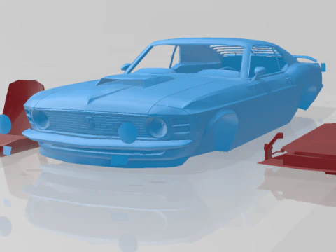 Mustang Boss 302 1970 - modelo imprim&iacute;vel em 3D em pe&ccedil;as separadas Modelo de Impressão 3D