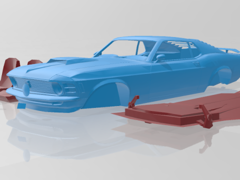 1970 Mustang Boss 302 - 3D Printable Model in Separate Parts 3Dプリントモデル