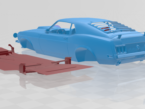 1970 Mustang Boss 302 - 3D Printable Model in Separate Parts 3Dプリントモデル