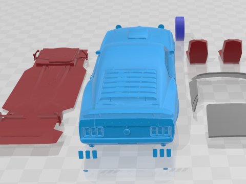 1970 Mustang Boss 302 - 3D Printable Model in Separate Parts 3Dプリントモデル