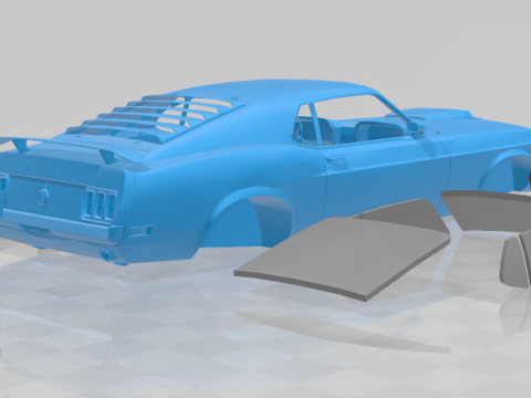 1970 Mustang Boss 302 - 3D Printable Model in Separate Parts 3Dプリントモデル