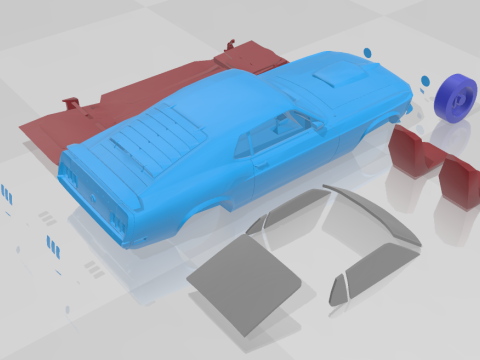 1970 Mustang Boss 302 - 3D Printable Model in Separate Parts 3Dプリントモデル