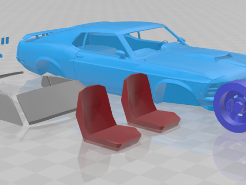 1970 Mustang Boss 302 - 3D Printable Model in Separate Parts 3Dプリントモデル