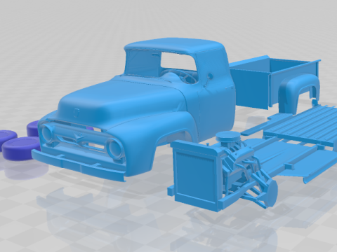 1956 F100 Pickup Truck - Separate Parts Model do druku 3D