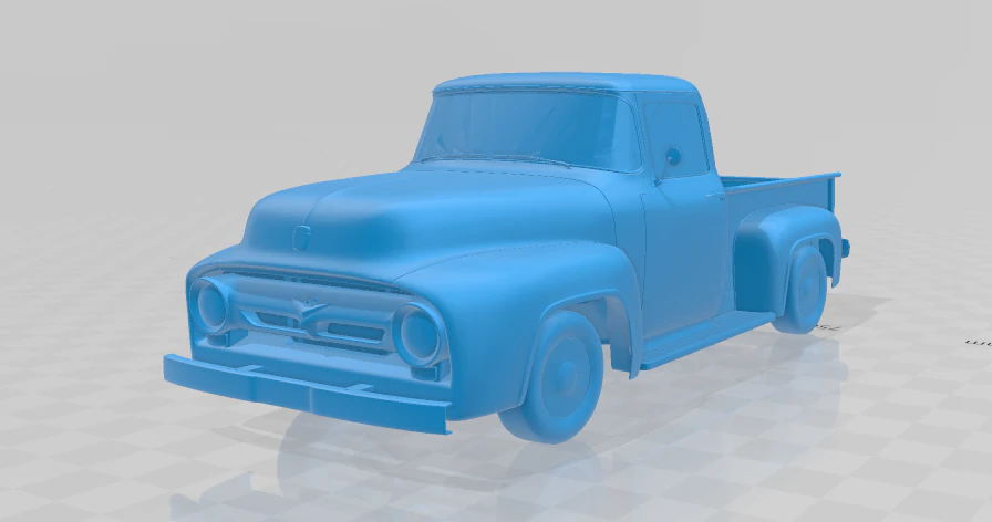 1956 F100 Pickup Truck - Solid Body 3D Print Model .c4d .max .obj .3ds .fbx .stl .blend 