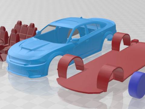 Dodge Charger SRT Hellcat Widebody 2020 - Separate Parts STL 3D 프린트 모델