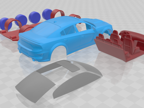 Dodge Charger SRT Hellcat Widebody 2020 - Separate Parts STL 3D 프린트 모델
