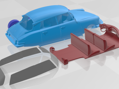 1955 Citroen DS 19 Vintage Elegance - Separate Parts Model 3Dプリントモデル