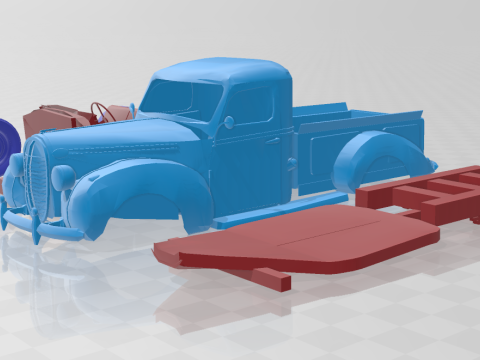 1938 Vairogs Pickup Truck - Separate Parts Model Model Cetak 3D