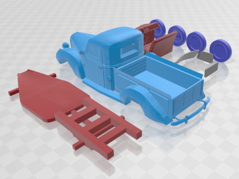 1938 Vairogs Pickup Truck - Separate Parts Model Model Cetak 3D