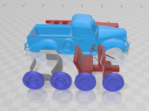 1938 Vairogs Pickup Truck - Separate Parts Model Model Cetak 3D