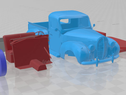 1938 Vairogs Pickup Truck - Separate Parts Model Model Cetak 3D