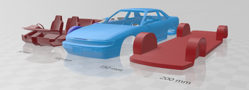 1988 - 1993 Nissan Silvia S13 - Separate Parts STL Model Modello di stampa 3D .c4d .max .obj .3ds .fbx .stl .blend
