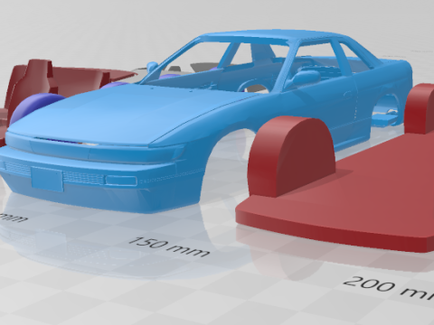1988 - 1993 Nissan Silvia S13 - Separate Parts STL Model 3D Print Model