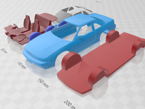 1988 - 1993 Nissan Silvia S13 - Separate Parts STL Model Modello di stampa 3D