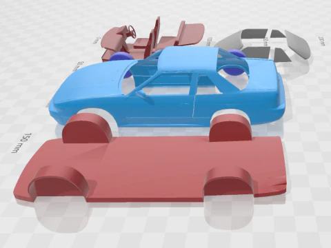 1988 - 1993 Nissan Silvia S13 - Separate Parts STL Model 3D Print Model