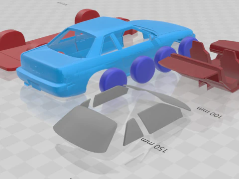 1988 - 1993 Nissan Silvia S13 - Separate Parts STL Model 3D Print Model