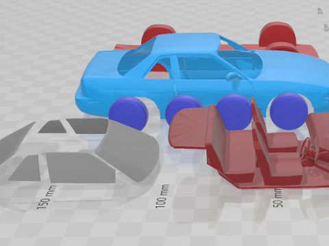 1988 - 1993 Nissan Silvia S13 - Separate Parts STL Model 3D Print Model