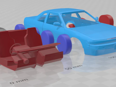1988 - 1993 Nissan Silvia S13 - Separate Parts STL Model 3D Print Model