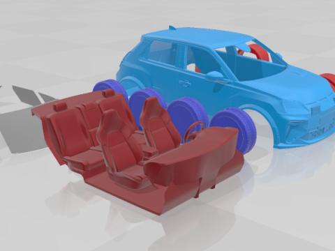 Alpine A290 GTS - Separate Parts STL Model 3D Print Model