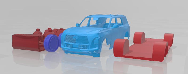 Infiniti QX80 2025 - Separate Parts STL Model Modelo de Impressão 3D .c4d .max .obj .3ds .fbx .stl .blend 