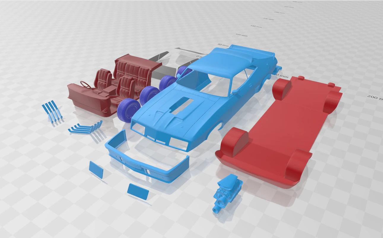 F Falcon GT Coupe Interceptor Mad Max 1979 - Separate Parts STL Model 3D Print Model .c4d .max .obj .3ds .fbx .stl .blend 