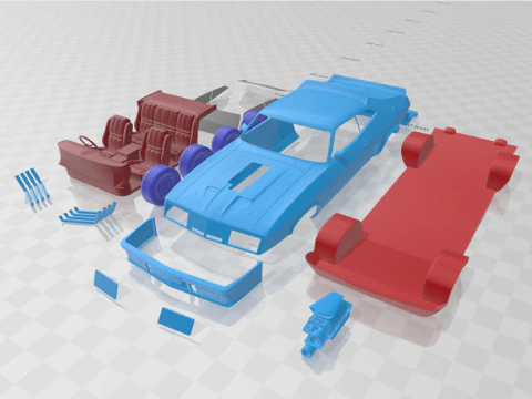 F Falcon GT Coupe Interceptor Mad Max 1979 - Separate Parts STL Model 3D Print Model