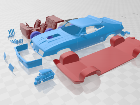 F Falcon GT Coupe Interceptor Mad Max 1979 - Separate Parts STL Model 3D 打印模型