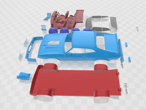 F Falcon GT Coupe Interceptor Mad Max 1979 - Separate Parts STL Model 3D Print Model