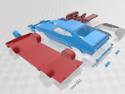F Falcon GT Coupe Interceptor Mad Max 1979 - Separate Parts STL Model 3D 打印模型