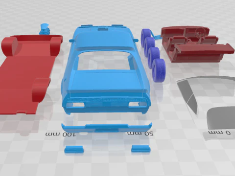 F Falcon GT Coupe Interceptor Mad Max 1979 - Separate Parts STL Model 3D Print Model