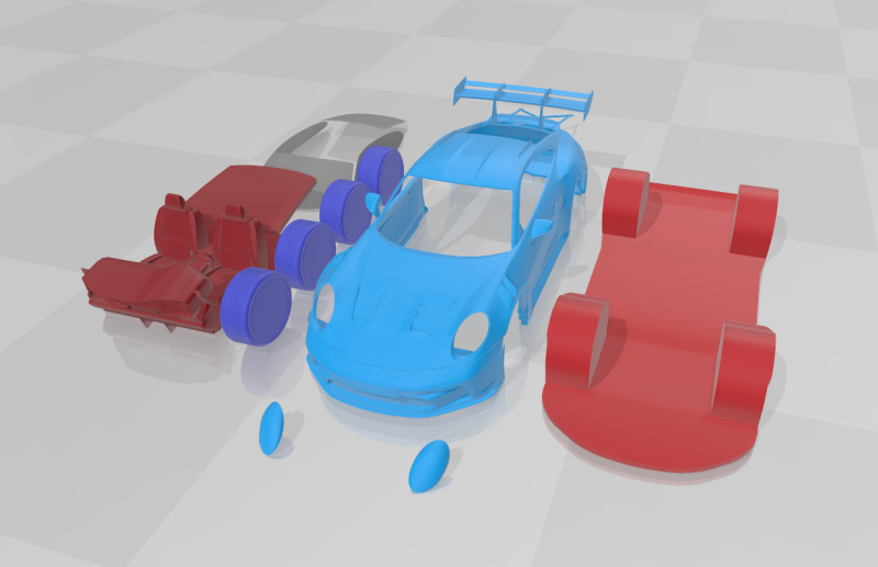 Porsche 911 GT3 RS 2022 - Separate Parts STL Model 3D Print Model .c4d .max .obj .3ds .fbx .stl .blend 