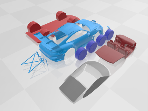 Porsche 911 GT3 RS 2022 - Separate Parts STL Model 3D Print Model