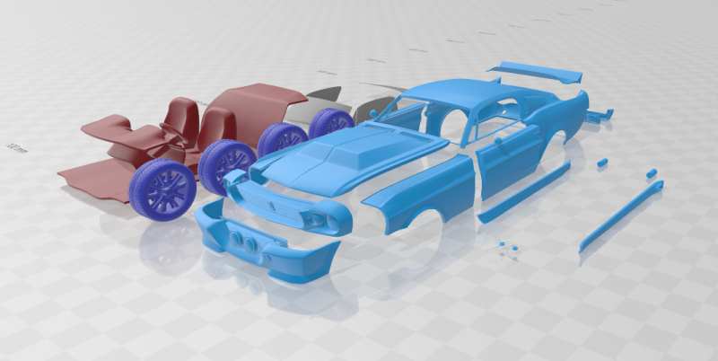 F Mustang Shelby GT500 Eleanor 1967 - Separate Parts STL Model 3D 打印模型 .c4d .max .obj .3ds .fbx .stl .blend 