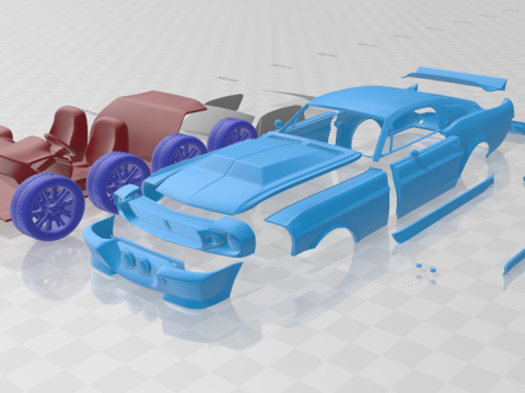 F Mustang Shelby GT500 Eleanor 1967 - Separate Parts STL Model Modelo de impresión 3D