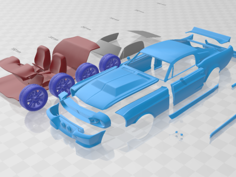 F Mustang Shelby GT500 Eleanor 1967 - Separate Parts STL Model 3D 打印模型