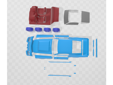 F Mustang Shelby GT500 Eleanor 1967 - Separate Parts STL Model 3D 打印模型